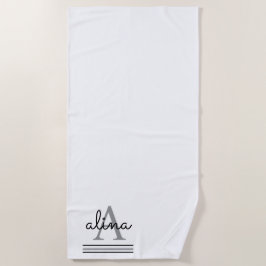 Toalha De Praia Design Personalizado Simples Monograma Personaliza