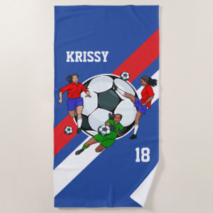 Toalha De Praia Designer de Futebol de Meninas Personalizadas