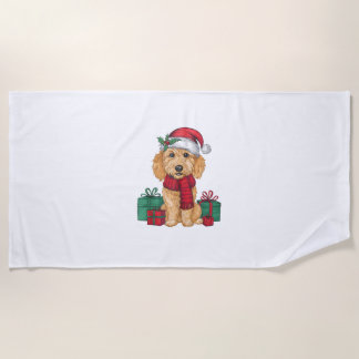 Toalha De Praia Desorte do Partido Xmas Papais noeis Goldendoodle 