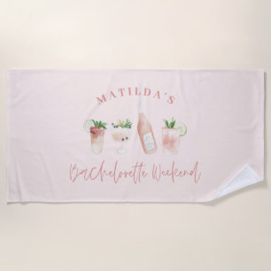 Toalha De Praia Despedida de solteira de bebidas modernas cor-de-r