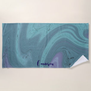 Toalha De Praia Despedida de Solteira Personalizada Azul Roxo Rede