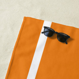 Toalha De Praia Desportivo Laranja Brilhante Faixas Brancas Elegan