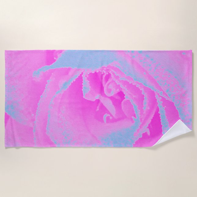 Toalha De Praia Detalhe do Rosa azul-claro e rosa-quente perfeito (Frente)