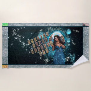 Toalha De Praia Deusa Celestial Mensageiro com Cartões Tarot