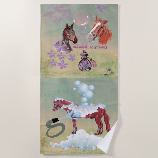 Toalha De Praia dia de banho de cavalo para o diário de cavalos, o (Frente)