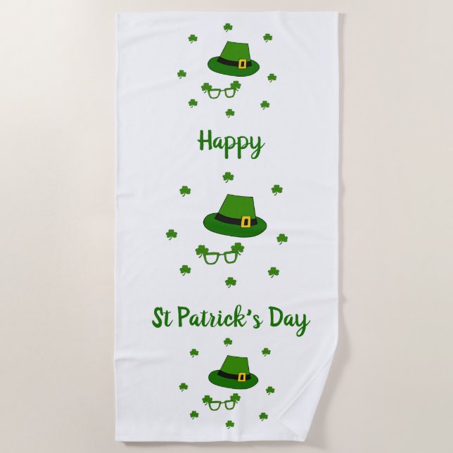 Toalha De Praia Dia de São Patrício Feliz e Mínimo (Frente)