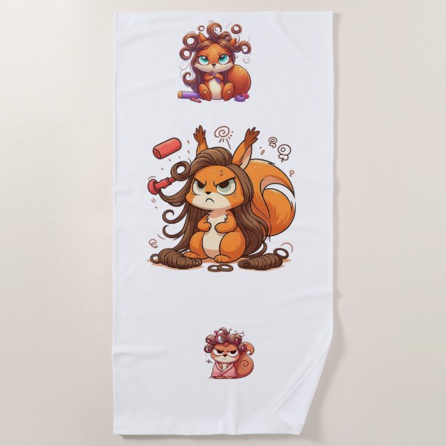 Toalha De Praia Dia do Cabelo de Esquilo Glamoroso (Frente)