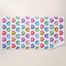 Toalha De Praia Diamond Heart Watercolor Pattern Cute Pastel Girly