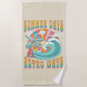 Toalha De Praia Dias de Verão, design de texto de trajetos retrógr