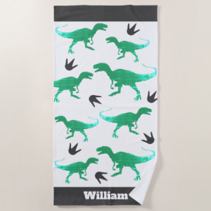 Toalha De Praia Dinossauro T-Rex Tyrannosaurus Personalizado