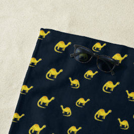 Toalha De Praia Dinossauros amarelos em azul
