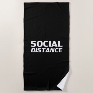 Toalha De Praia Distância social preto e branco engraçado