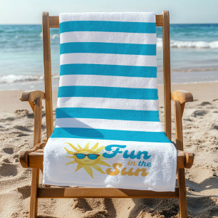 Toalha De Praia ☀️ Diversão ao Sol Faixa Turquesa Tropical