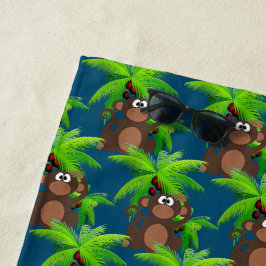 Toalha De Praia Diversão de Verão Padrão de Macaco e Palmeira para