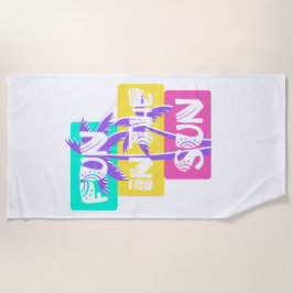 Toalha De Praia Divertido no Sol - Colorida Árvore de Palma de Ver