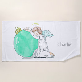 Toalha de praia do nome personalizado do Anjo Nata