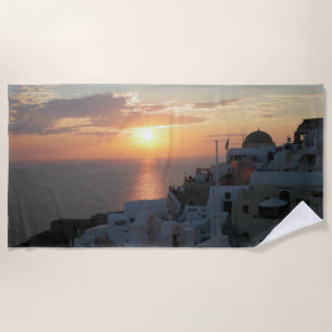 Toalha de praia do por do sol de Santorini