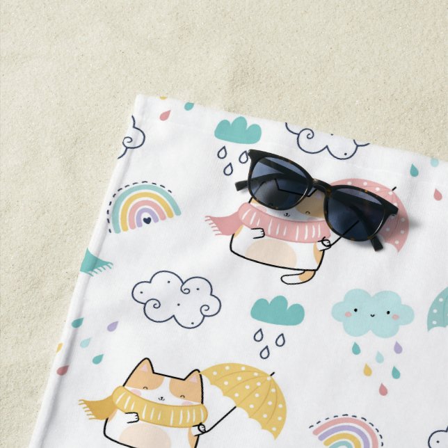 Toalha De Praia Doce Rainy Day Pattern Beach Towel (In Situ)
