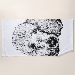 Toalha De Praia Dog Head Beach Towel – Minimalist Line Art
