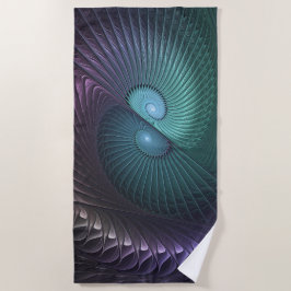 Toalha De Praia Dois Espirais Coloridos Arte Fractal Moderna Abstr