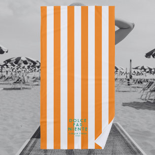 Toalha De Praia Dolce Far Niente Cinque Terra Orange Stripe