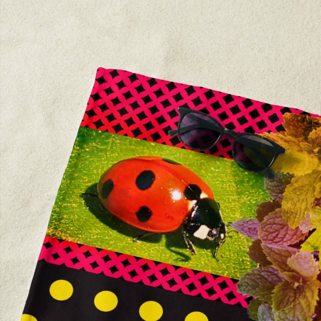 Toalha De Praia Dourada Ladybug Bolinhas Beach Towel (In Situ)