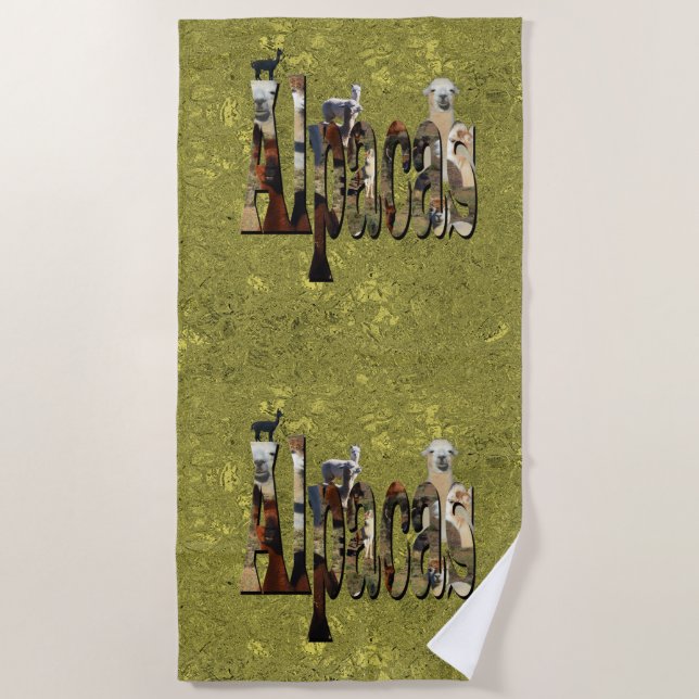 Toalha De Praia Dourado Alpacas Design, Beach Towel (Frente)