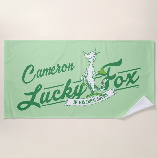 Toalha De Praia Dr. Seuss | Raposa Sortuda Nas Suas Meias Irlandes (Frente)