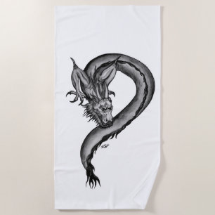Toalha De Praia Dragão no estilo de tatuagem