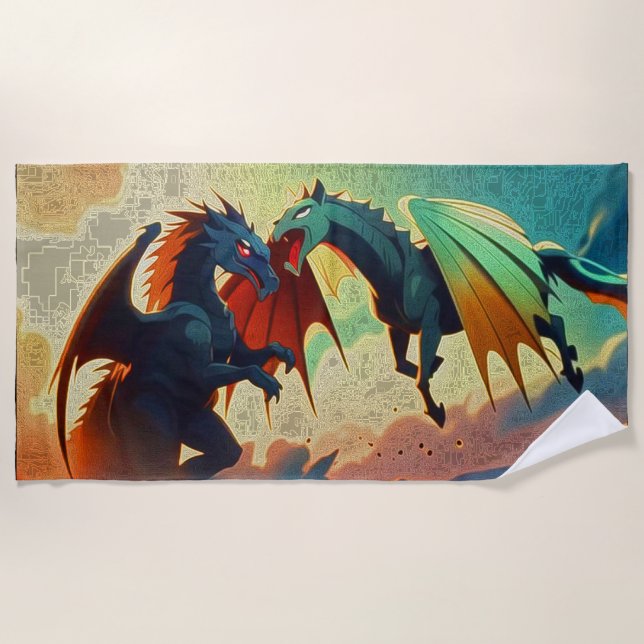 Toalha De Praia Dragão vs Pegasus  (Frente)