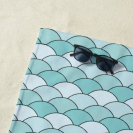 Toalha De Praia Dragon Scales, Fans, Waves, Seigaiha, Blue