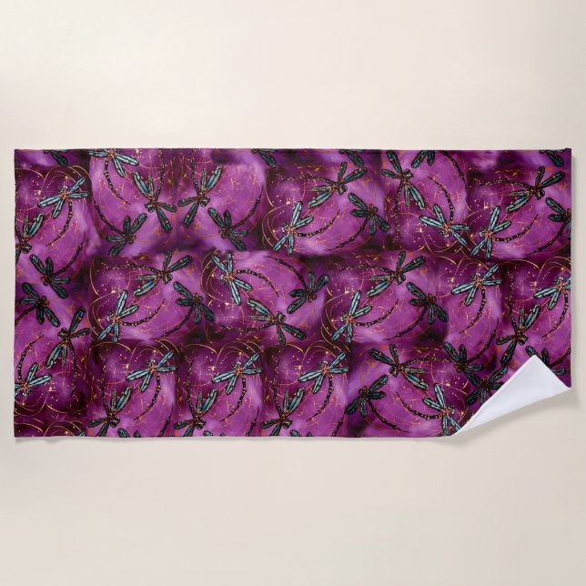 Toalha De Praia Dragonfly Burgundy Flit Beach Towel (Frente)