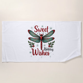 Toalha De Praia Dragonfly Candy Cane Wings