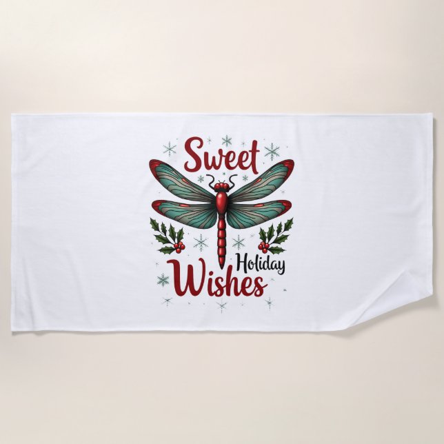 Toalha De Praia Dragonfly Candy Cane Wings (Frente)