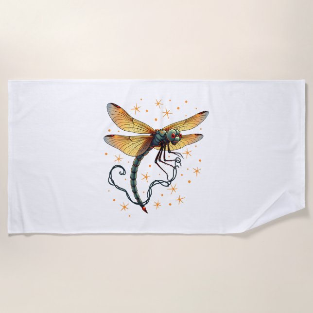 Toalha De Praia Dragonfly das Luzes de Natal (Frente)