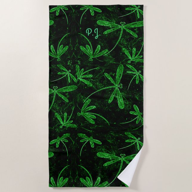 Toalha De Praia Dragonfly Flit Neon Green Beach Towel (Frente)