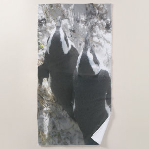 Toalha De Praia Duas Torre de Praia Pinguins Cutes