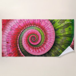 Toalha De Praia Dubman Designs: Fibonacci Rosa e Verde Brilhante
