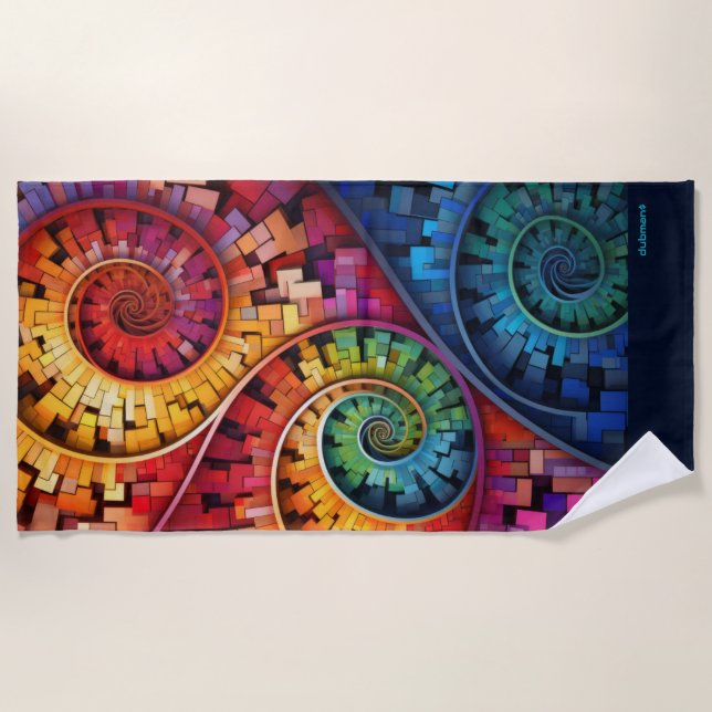 Toalha De Praia Dubman Does Design:Bright Fibonacci Swirls (Frente)