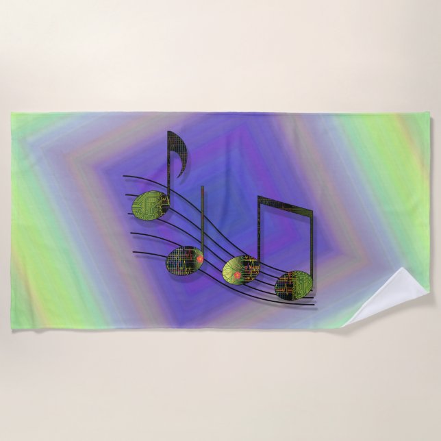 Toalha De Praia Dubstep Notes Beach Towel (Frente)