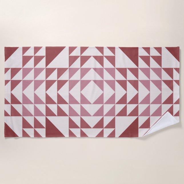 Toalha De Praia Dusty Rose Geometric Quilt Pattern (Frente)