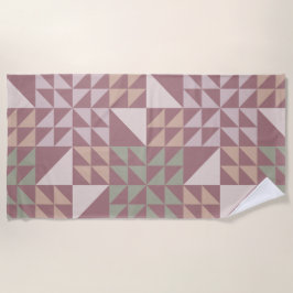Toalha De Praia Dusty Rose Geometric Quilt Pattern