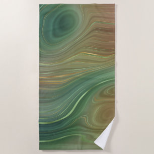 Toalha De Praia Earthy Emerald Strata   Agato de tinta verde e Our