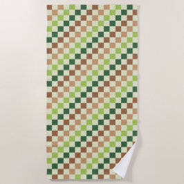 Toalha De Praia Earthy rainbow diagonal checkerboard pattern
