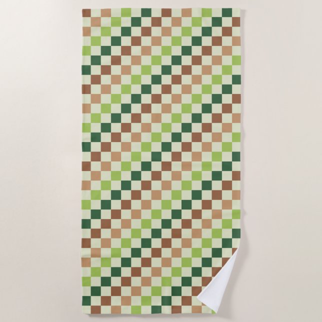 Toalha De Praia Earthy rainbow diagonal checkerboard pattern (Frente)