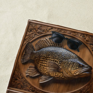 Toalha De Praia Ecos do rio: Impressão de madeira de Murray Cod,