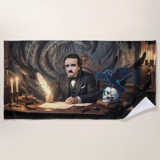 Toalha De Praia Edgar A. Poe Compondo O Corvo Em Sonhos Góticos