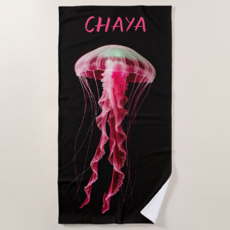 Toalha De Praia Editable Pink Jellyfish