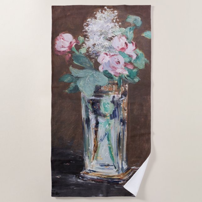 Toalha De Praia Edouard Manet - Flores num Vaso Cristal (Frente)