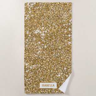 Toalha De Praia Efeito de Textura de Brilho Amarelo Dourado com No